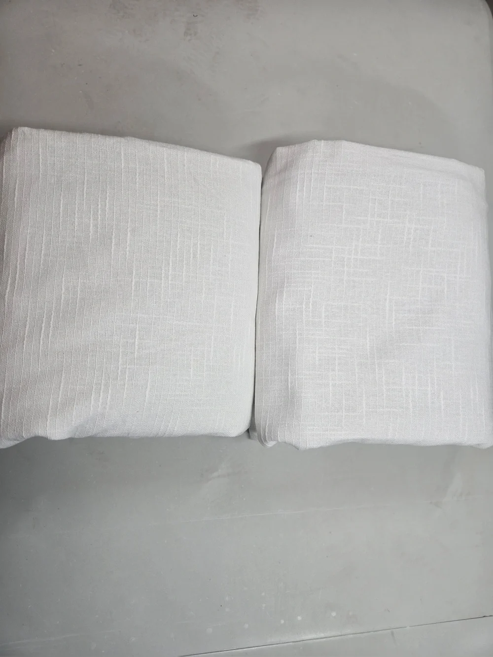 QUINCE Set Of 2 48x96 Cotton Slub Blackout Curtains White 0747